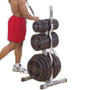 Body Solid Olympic Free Weight Plate Tree Bar Holder Rack GOWT