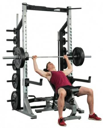 York Barbell STS Power Half Squat Rack Cage Gym 55009 Refurb York Barbell STS Power Half Squat Rack Cage Gym 55009 Refurb