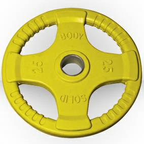 Body Solid Olympic Free Weight Plate Rubber Coat Grip Yellow 25#