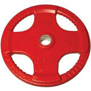 Body Solid Olympic Free Weight Plate Rubber Coated Grip Red 45#
