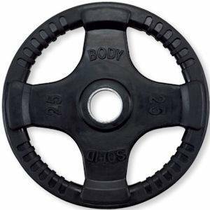 Body Solid Olympic Free Weight Plate Rubber Coated Grip Black 25
