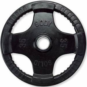 Body Solid Olympic Free Weight Plate Rubber Coated Grip Black 35