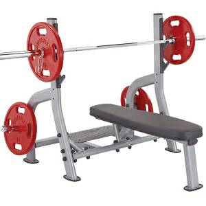 SteelFlex Olympic Free Weight Flat Bench with Spotter Stand NOFB SteelFlex Olympic Free Weight Flat Bench with Spotter Stand NOFB